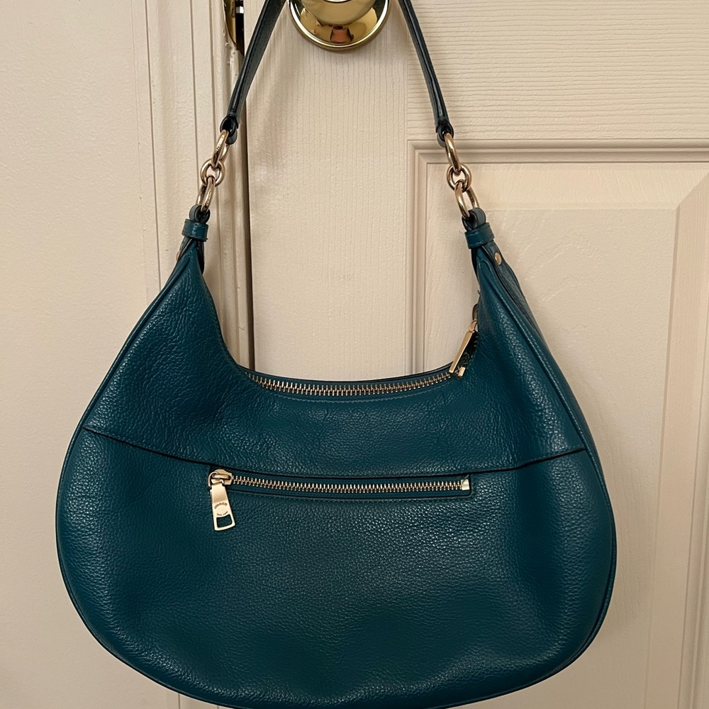 Coach Dark Teal Leather Shoulder Bag - Picture 2 of 4